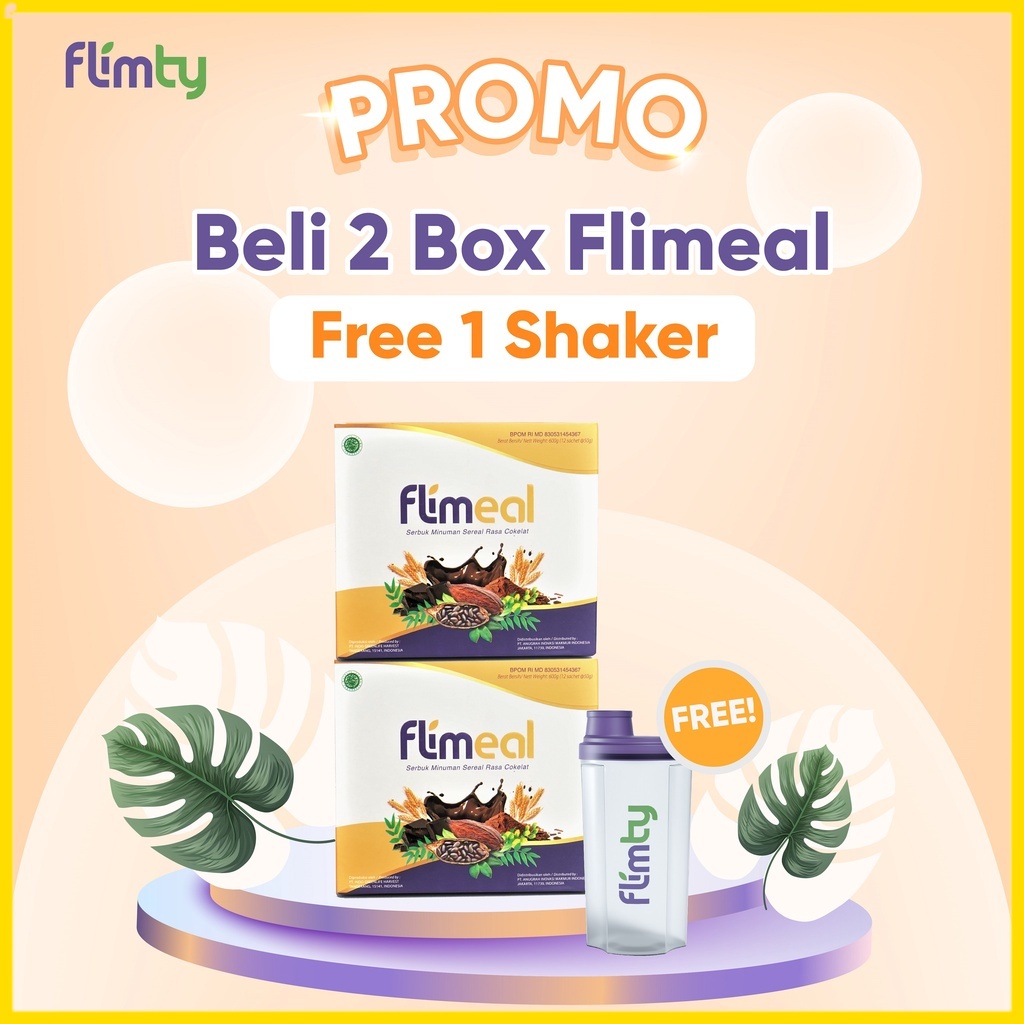 FLIMEAL 2 BOX  + SHAKER FLIMTY ORIGINAL MEAL REPLACEMENT FLIMTY BPOM HALAL MEAL SUSU DIET 2 BOX