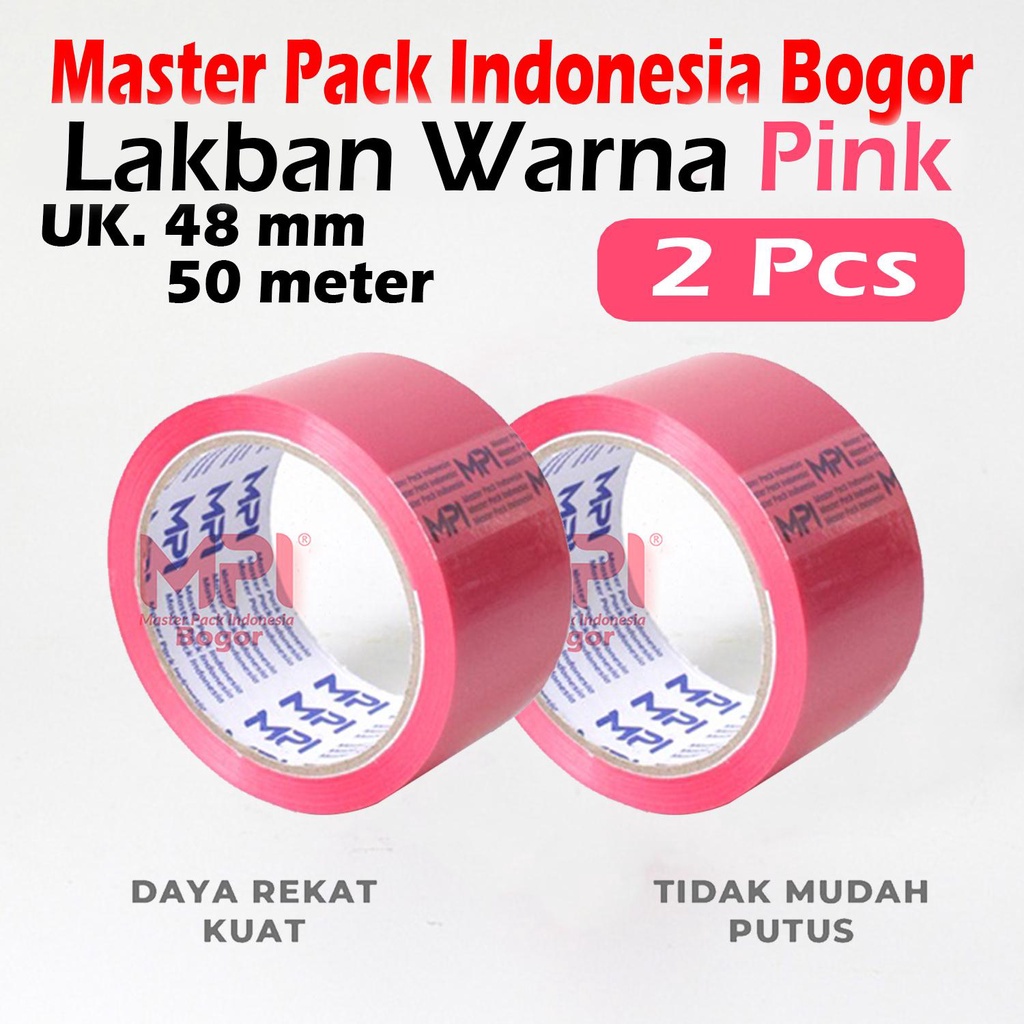 

2 PCS - Lakban MPI Warna Pink 48 mm x 50 Meter - Lakban Warna Master Pack Indonesia Bogor