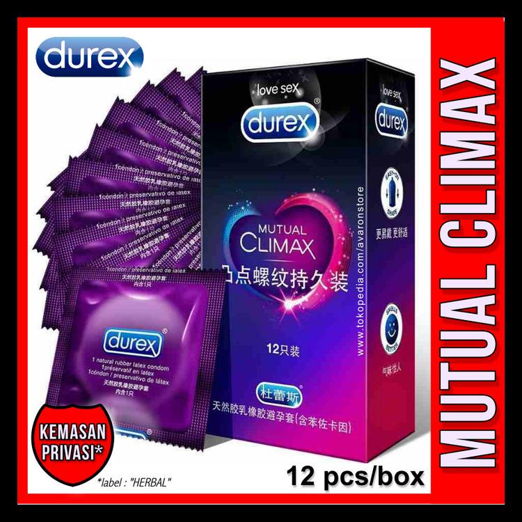Kondom Durex Mutual Climax Dotted Gerigi Tahan Lama - 12 Pcs