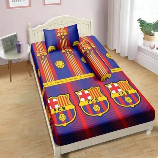 sprei motif bola barcelona no 3 satu set spray ukuran 120x200 motif seprai kasur cowok keren