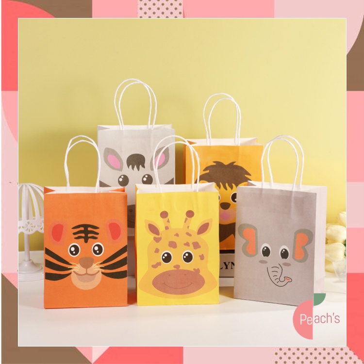 

PEACHs - 6049 Paper Bag Ulang Tahun / Goodie Bag Ulang Tahun / Goodie Bag Tema Animal / Paper Bag Hadiah / Paper Bag Motif Animal