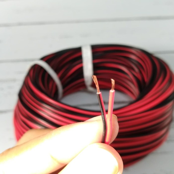 (OML) KABEL AUDIO CABLE AWG 2 JALUR MERAH HITAM TEMBAGA KUNING METERAN