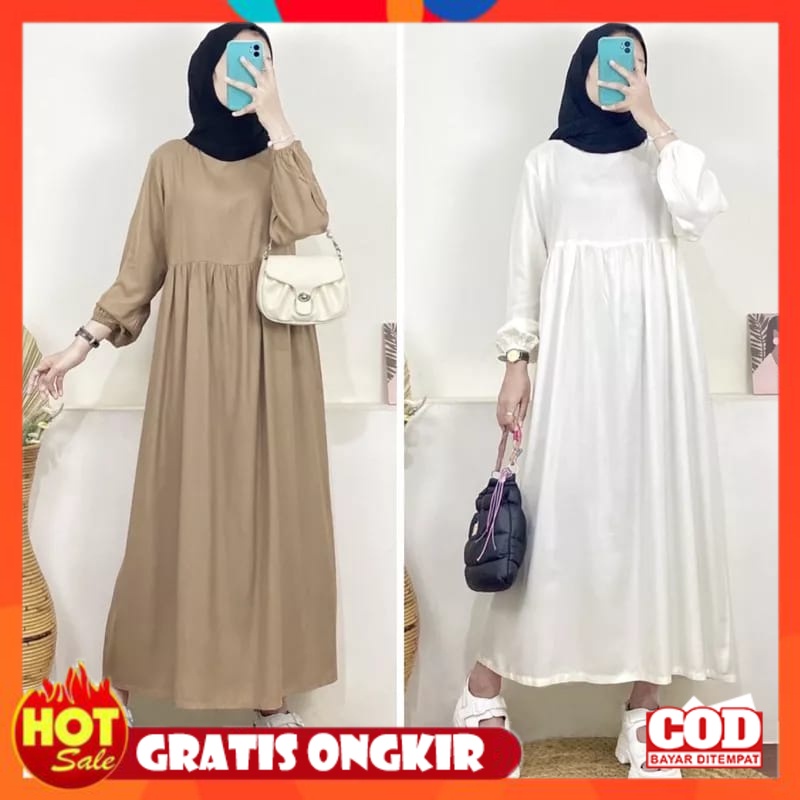 KAIN ADEM HALUS TEBAL / Baju Gamis Wanita Terbaru 2023 / Gamis Daily Polos Syari Wanita Muslim / Gam