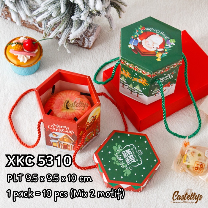 

10pcs Kotak Souvenir Hadiah XKC 5310 Cookies Permen Natal Christmas