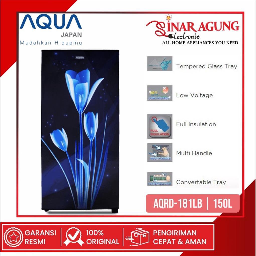 [COD] KULKAS / LEMARI ES AQUA AQRD181LB / AQRD181 / AQRD-181 (1 PINTU / 150 LITER) GARANSI RESMI