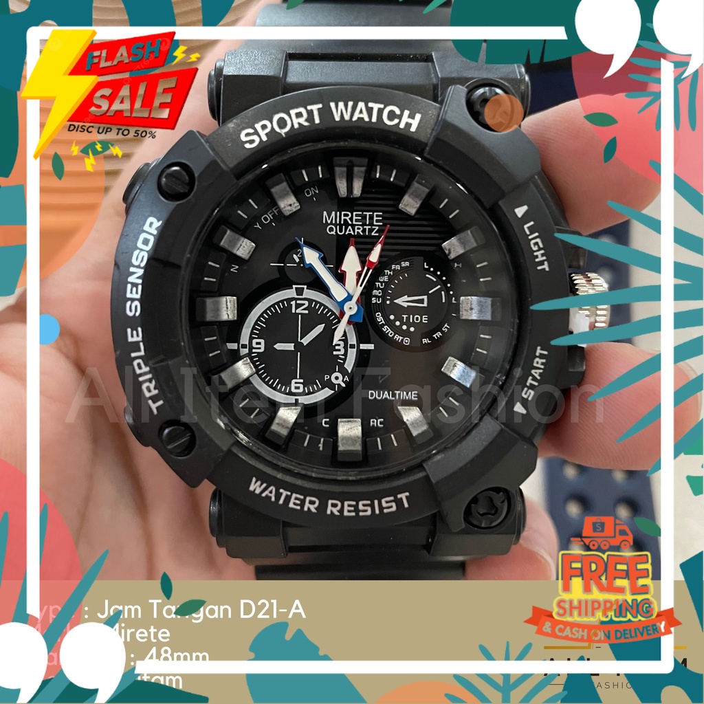 11.11 SALE JAM TANGAN KADO PACAR /COD JAM TANGAN MIRETE D21-A PRIA MEN SPORT WATCH ANALOG / JAM TANG