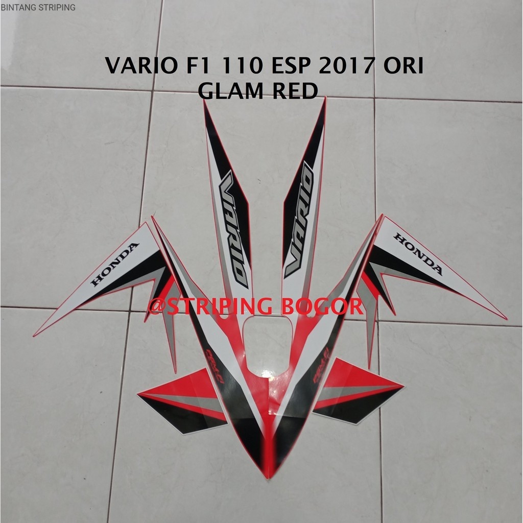Striping Stiker Motor Honda Vario 110 F1 ESP 2017 Lis Glam Red Merah