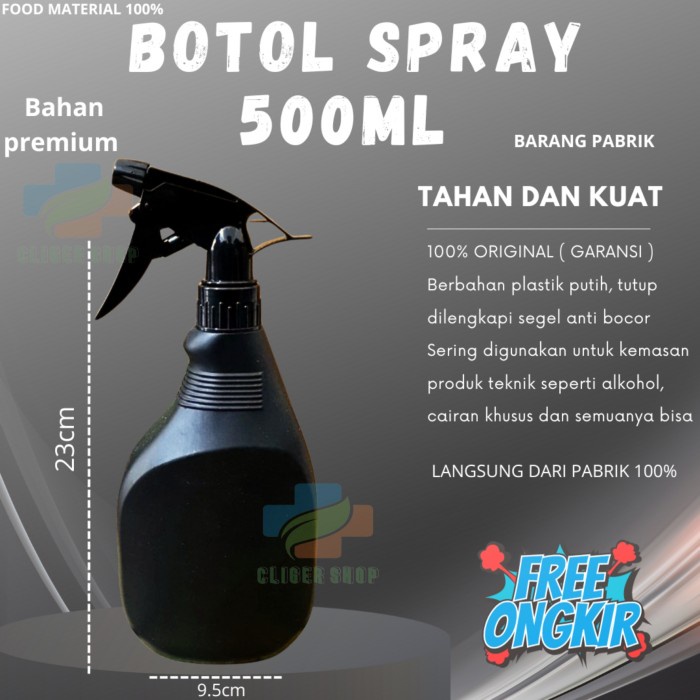 BOTOL SPRAY 500ML / BOTOL KISPRAY HITAM 500 ML