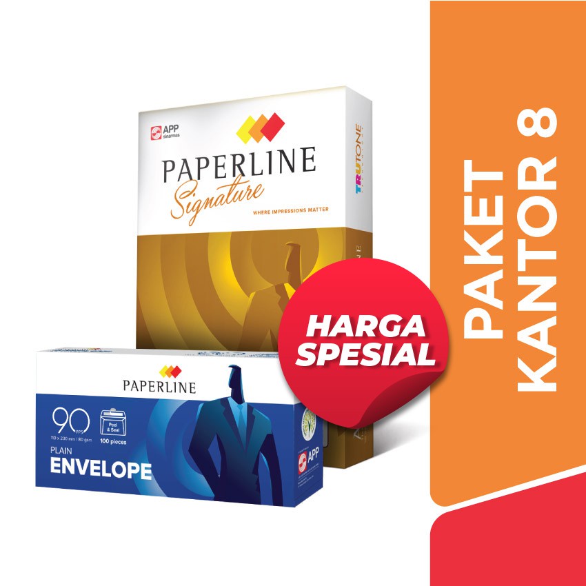 

Paperline Signature Paket Kantor 8 (Kertas HVS 80 GSM A4 1 rim & Amplop 90 PPS)