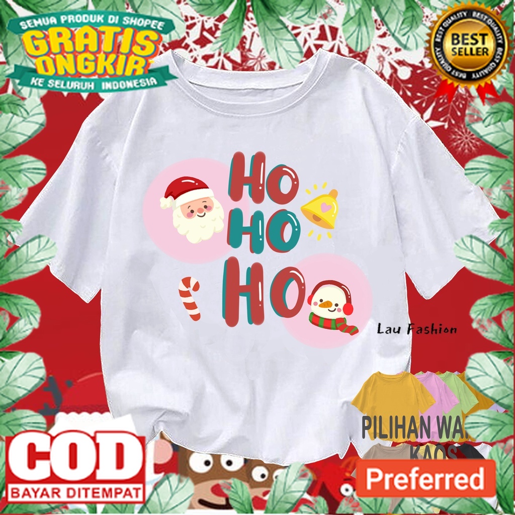 BAJU KAOS NATAL WANITA SANTA HOHOHO 2022 KATUN JUMBO SIZE// NATAL / POHON NATAL / AKSESORIS NATAL / 