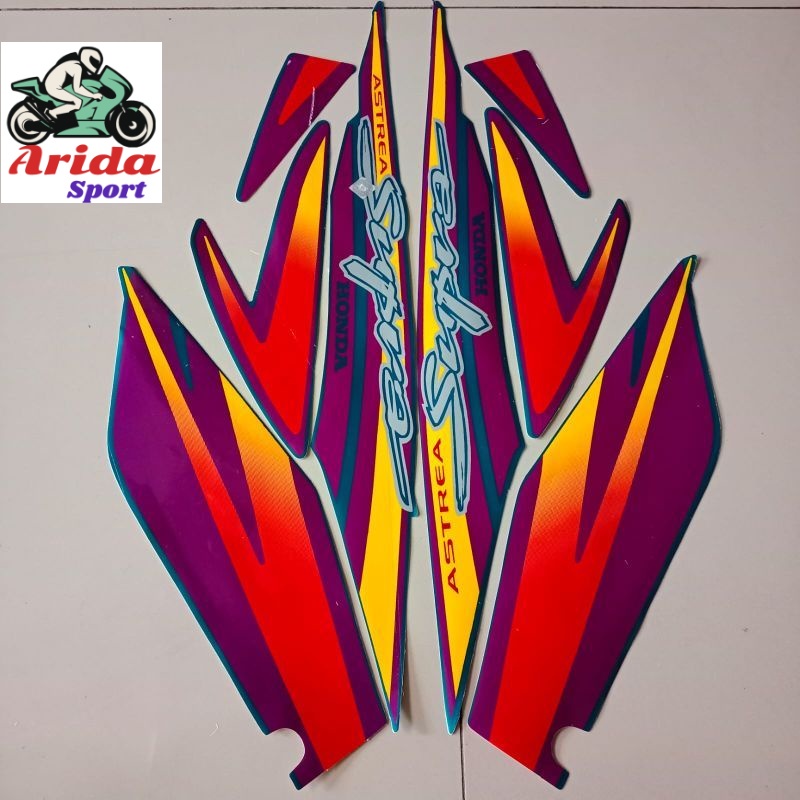 striping supra 100 old stiker honda astrea supra lama 100 1997 1998 hijau botol ungu kuning lis body