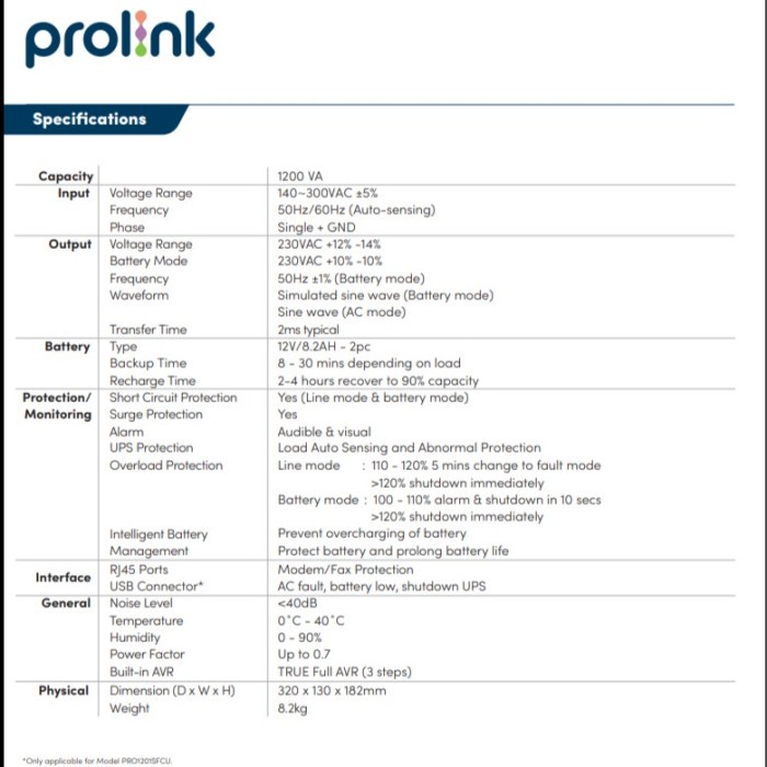 Terlaris ✨ -UPS Prolink 1200va 1200 va 1201 SFCU + Stabilizer - 1200va