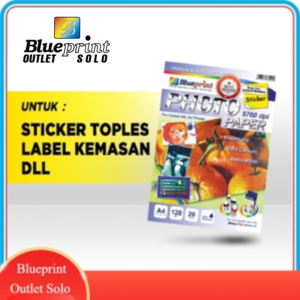 

Blueprint Kertas Sticker Glossy A4 120gsm Paper Stiker Kemasan Blueprint Outlet Solo