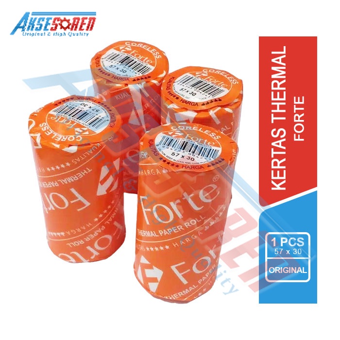 

Aksesoren Kertas Termal 1 Pcs [Forte 57x30] / Thermal Paper Roll / Setruk Thermal Paper / Kertas Termal Gulung