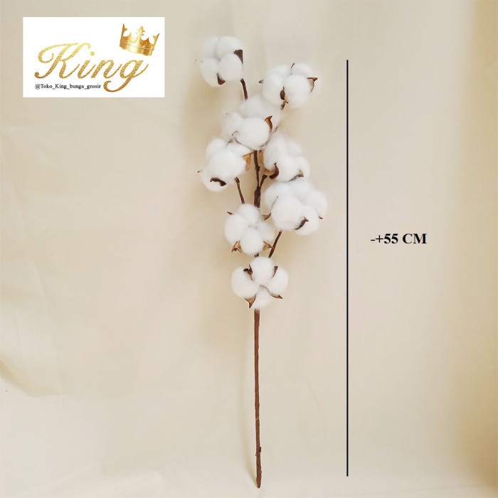 Artificial Cotton Flower Putih 8 Cabang Bunga Palsu Hias Dekor Ranting