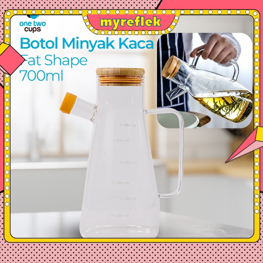 

One Two Cups Botol Minyak Kaca Glass Oil Bottle Heat Resistant 700 ml - KG75 - Transparent