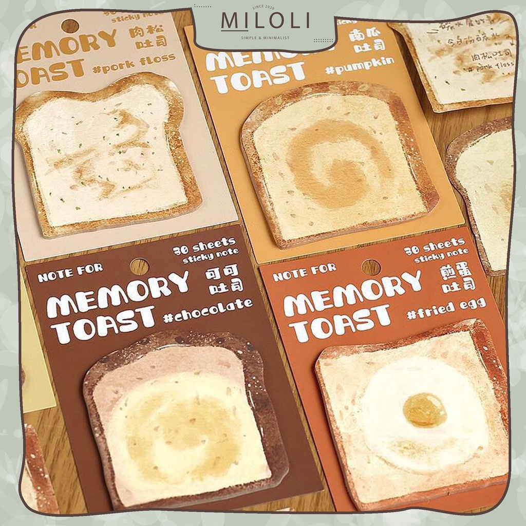 

[MILOLI] 30Lembar MEMORY TOAST Lucu Sticky Notes Memo Note Paper Notepad - C0046