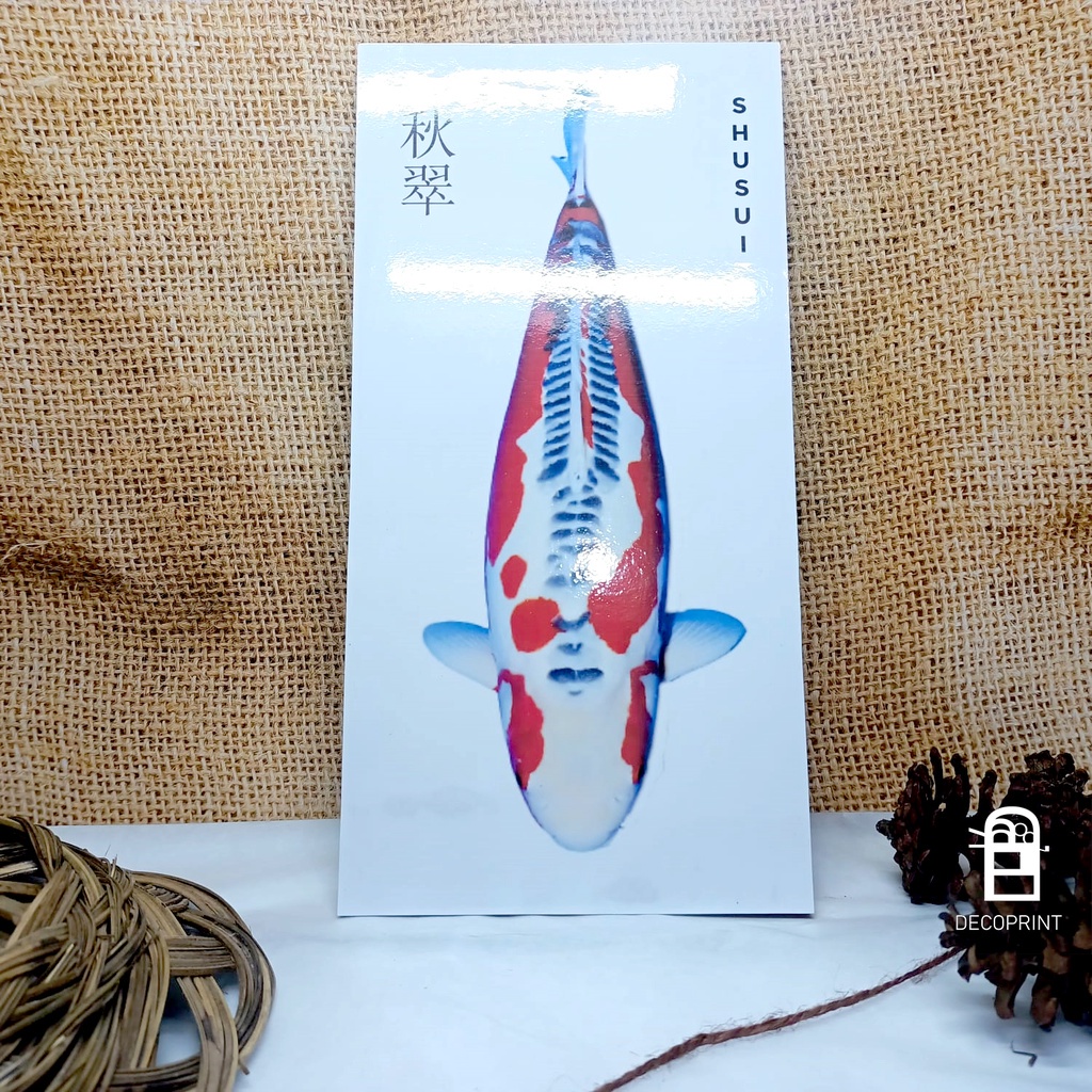 Hiasan Dinding Dekorasi Dinding Rumah Poster Kayu Ikan Koi Pajangan Hiasan Kolam Ikan Koi 15x30 cm