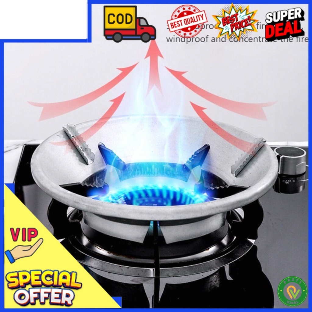 Tatakan Alas Kompor Gas Penghemat Gas Anti Angin Model Bulat Tungku Corong Nampan Dudukan Kompor