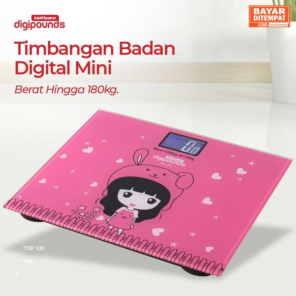 ( ORI ) Taffware Digipounds Timbangan Badan Mini Digital Kartun 180Kg - SC-01