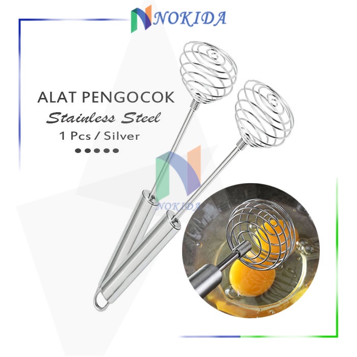 Nokida Pengocok Telur Spiral / Kocokan Adonan Kue Bolu / Alat Memasak Bahan Stainless Steel