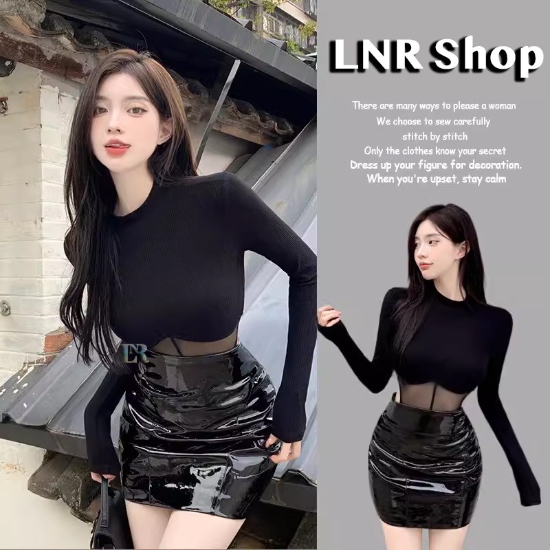 Bodysuit Jumpsuit Lokal Premium Long Sleeve Spring Summer S M L XL Mesh Pathed Sexy Women Kaus Kaos 