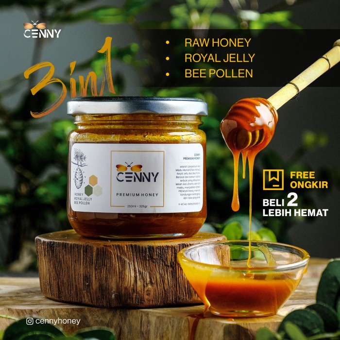 

Madu Royal Jelly Bee Pollen CENNY PREMIUM HONEY Natural - 330 gr