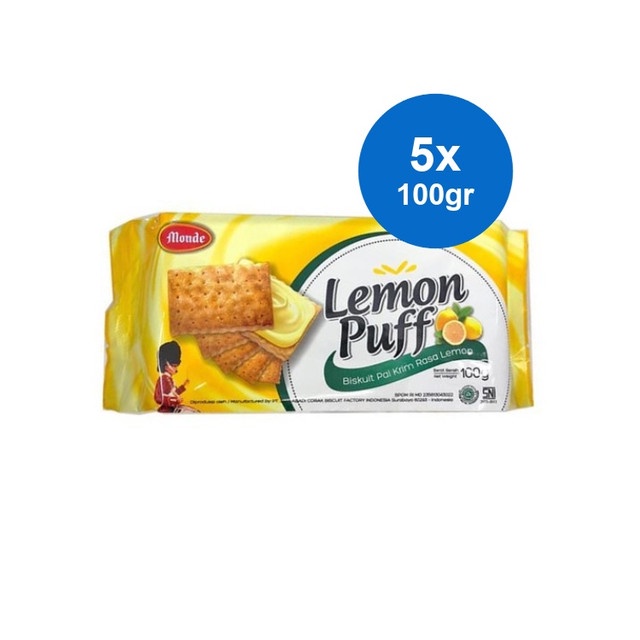 

Monde Lemon Puff Biskuit Krim Lemon 100 gr x 5