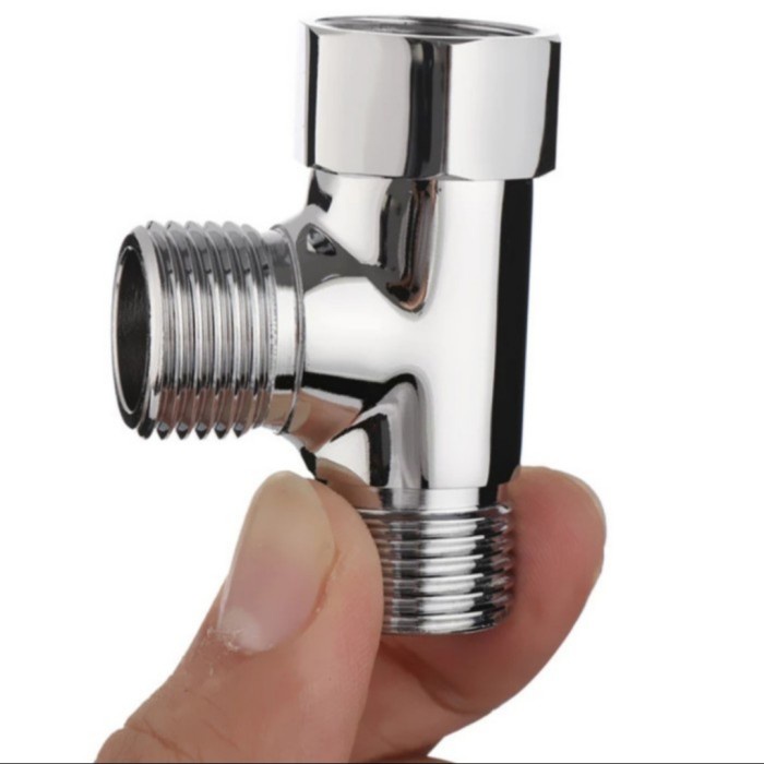 T Cabang Stop Kran Kloset Sok Luar Dalam 1/2 Inch Bahan Stainless