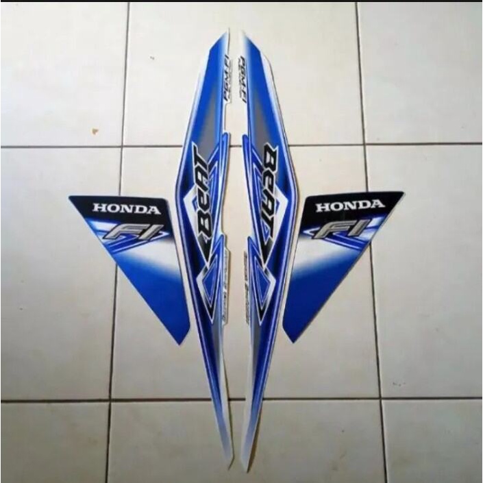 Stiker Striping Les Lis Bodi Motor Honda Beat Fi Awal Tahun 2013 Warna Biru