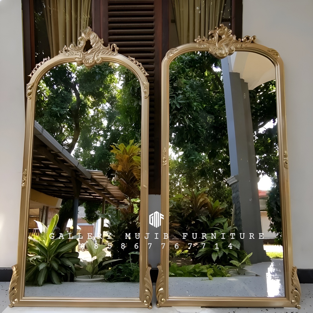 cermin berdiri / cermin full body / standing mirror - gold 180×70cm