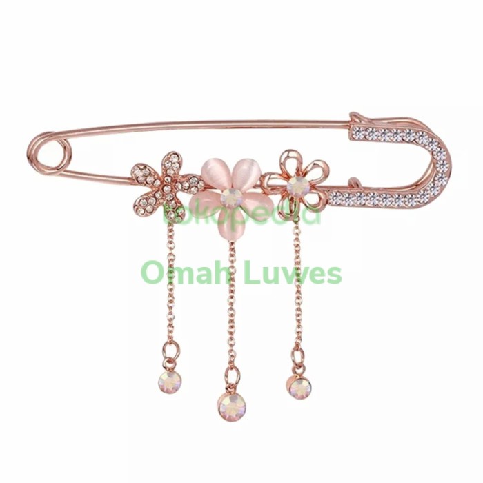 KM75 bros brooch peniti besar hias bunga - bros wanita hijab jilbab kebaya