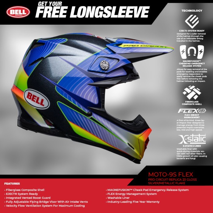 Helm Bell Moto-9S Flex Pro Circuit Replica 23 dirt Full Face - L - L