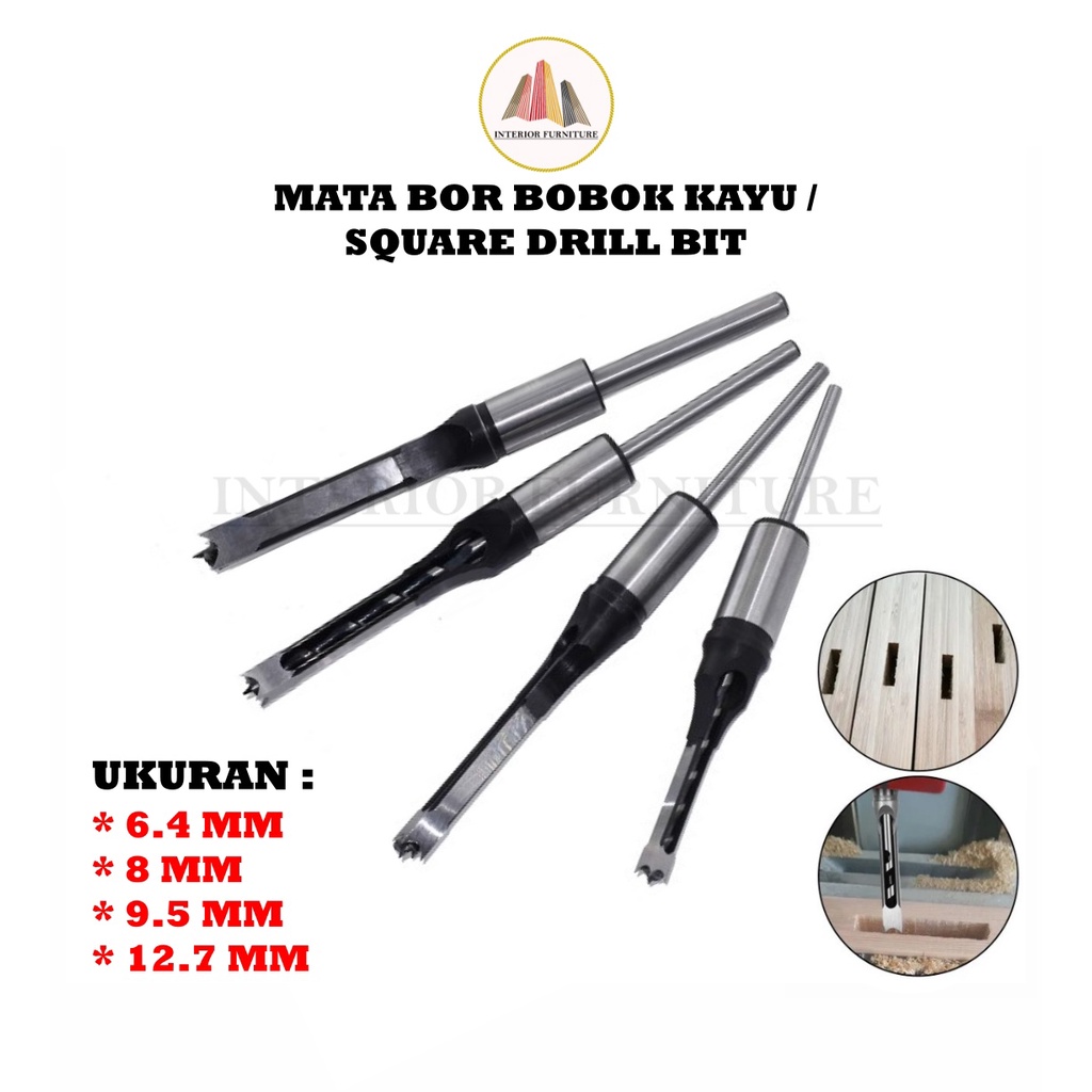 Mata Bor Bobok Kayu Square Drill Bit Mata Bor Kayu 6.4mm 8mm 9.5mm 12.7mm