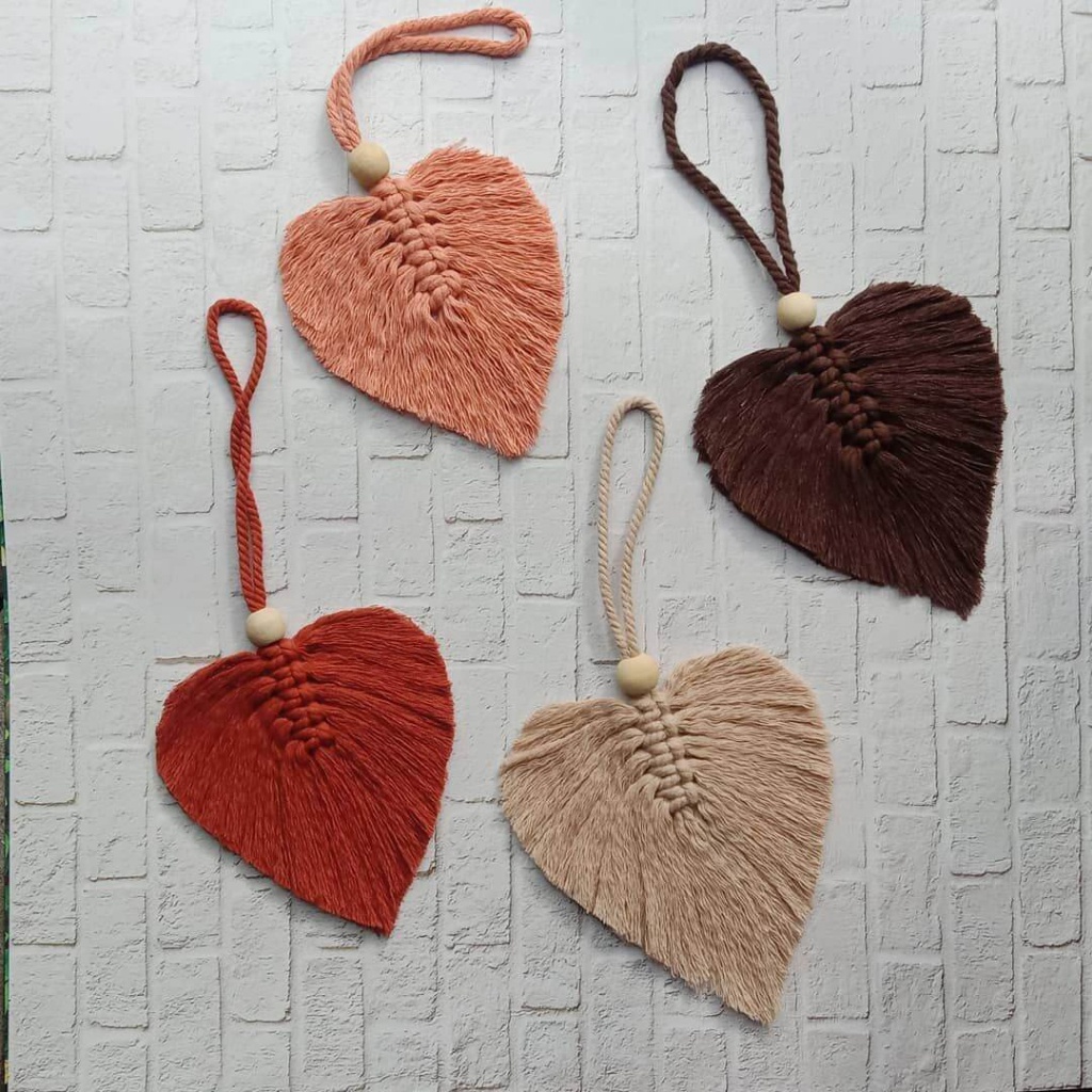 PREMIUM Macrame daun aesthetic -macrame daun warna warni BAHAN TALI KATUN PREMIUM