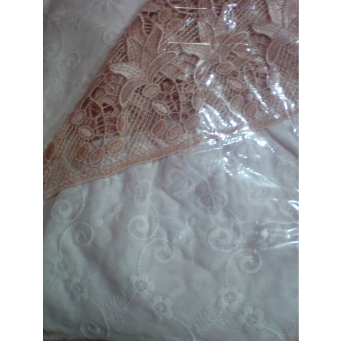 Mukena Jumbo Dewasa Katun Paris Renda, Mukena Katun Jumbo Putih - Renda Putih