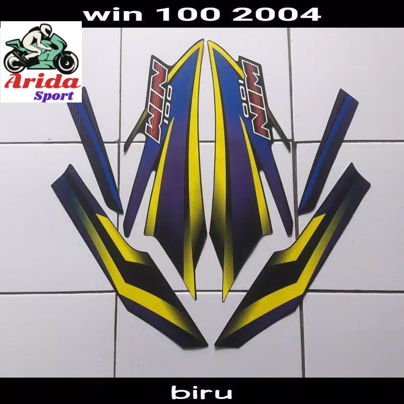 striping win 100 stiker honda win 2004 hitam biru 27#