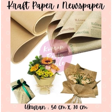 

INDO KRAFT PAPER NEWSPAPER ECER PER LEMBAR KERTAS BUNGA KORAN COKELAT BUKET BUNGA POLOS VINTAGE