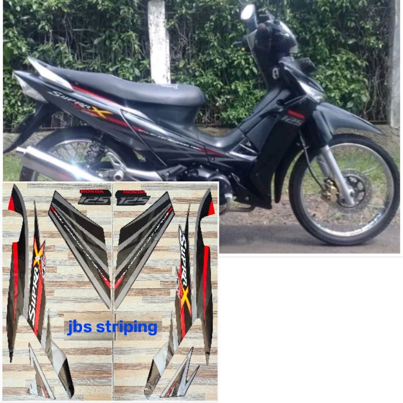 stiker supra 125 d striping  Honda Supra X 125 D hitam silver tahun 2008 2009 list body supra 125d
