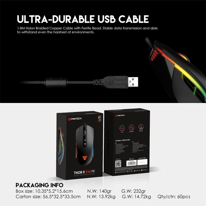 Fantech THOR II X16 Mouse Gaming PIXART