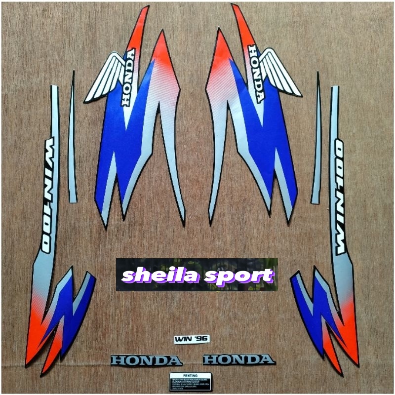 striping win stiker Honda WIN 100 merah biru tahun 1996 1997 kualitas bagus