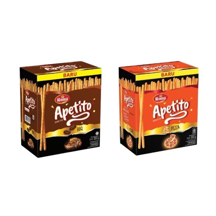

Biskuit Roma Apetito 1 Box (185gr (10 Bungkus*18.5 gr) / Apetito Snack Panjang
