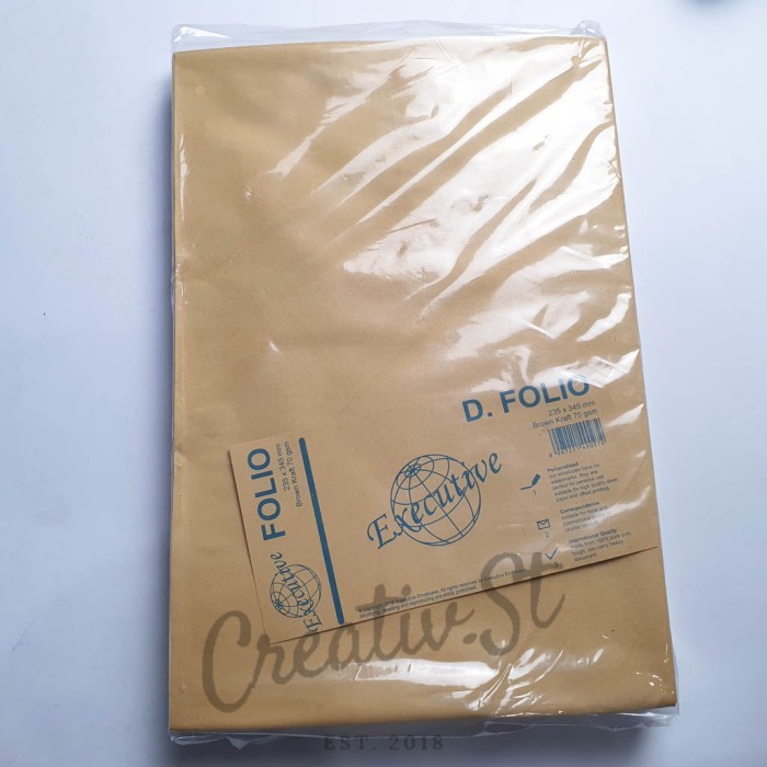 

Amplop Coklat Polos Ukuran Folio (D) tanpa Lem Merk Executive