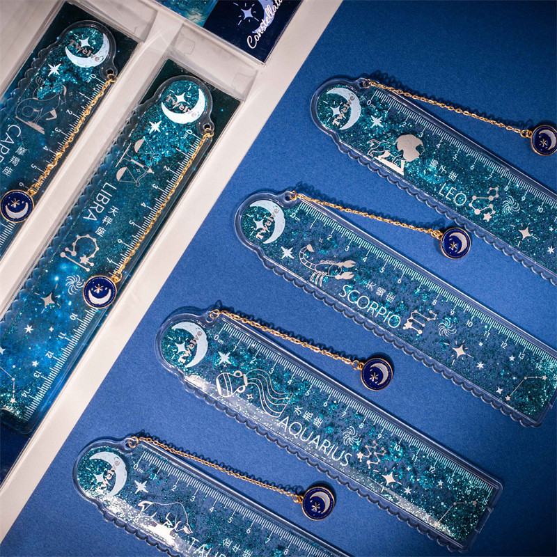 

Fantasy Constellation Straight Ruler with Pendant bookmark Students Creative Ruler Stationery Measuring Tool School Supplies