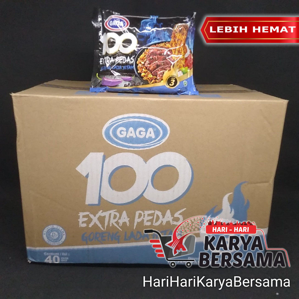 

GAGA 100 MIE INSTAN EXTRA PEDAS GORENG LADA HITAM ISI 40'S X 85GR
