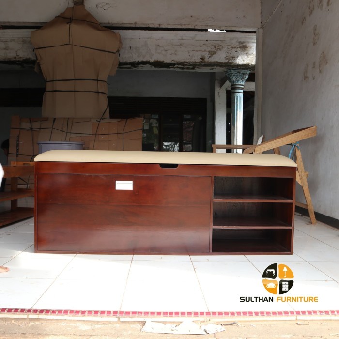 Rak Sepatu Minimalis 3 Susun - Bench Kayu Jati - Stool Sofa - Bangku