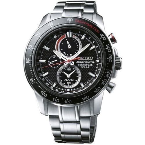 JAM TANGAN PRIA SEIKO SSC357P1 SPORTURA  SILVER BLACK ANALOG PERPETUAL SOLAR STAINLESS STRAP