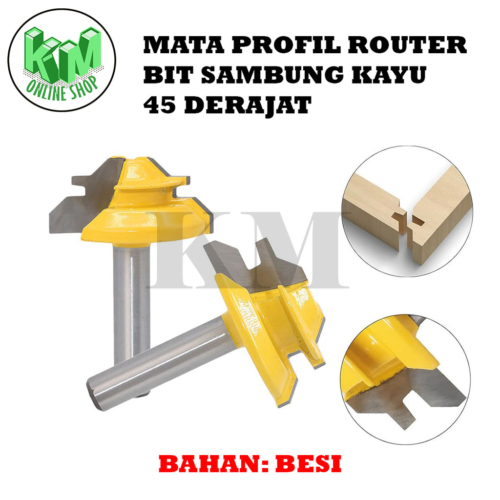 Mata Router Bit 45 Derajat Woodworking Lock Mitter Router Bit