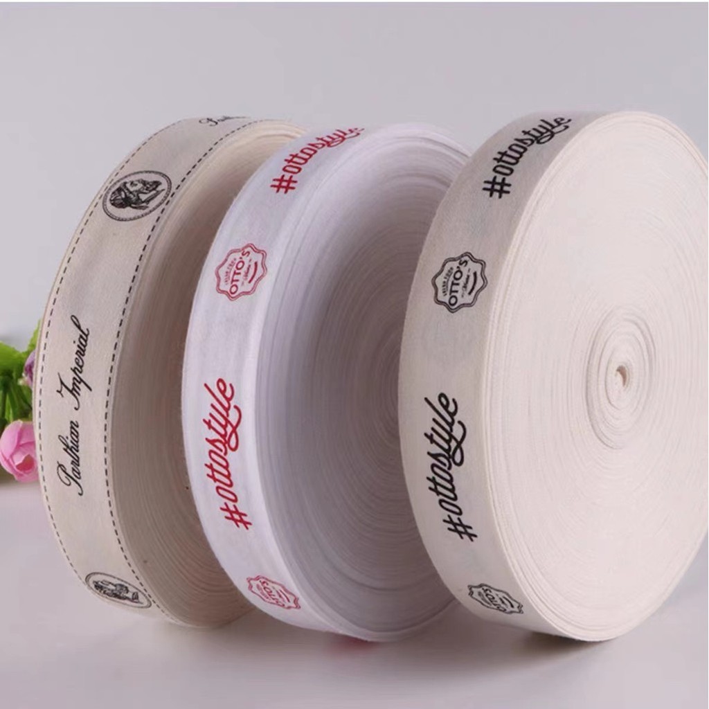 

High Quality Custom Personalized Logo Printed 100% Cotton Ribbon For Gift Wrap