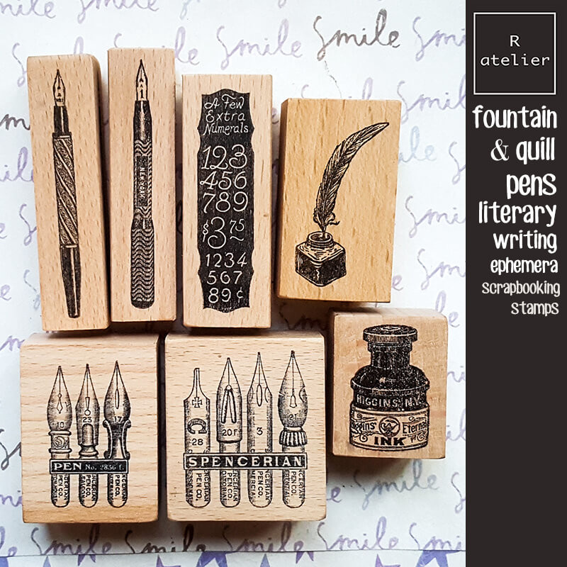 

Stamp Scrapbooking Nib Pens Ink Bottle Typewriter Daily Life Diary Decoration Cute Wooden Stamps